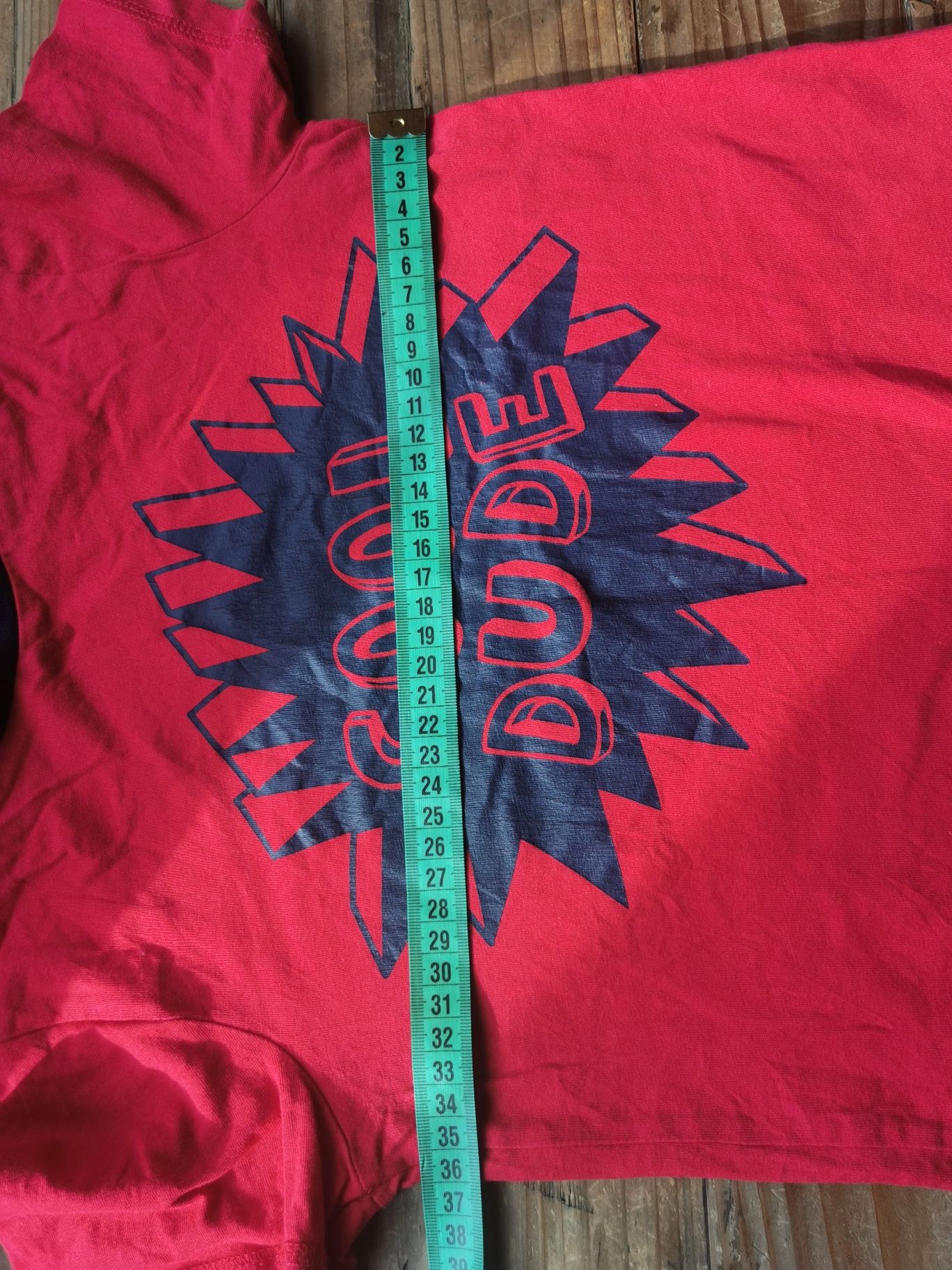 Czerwona koszula t-shirt z napisem, rozmiar 122-128 cm