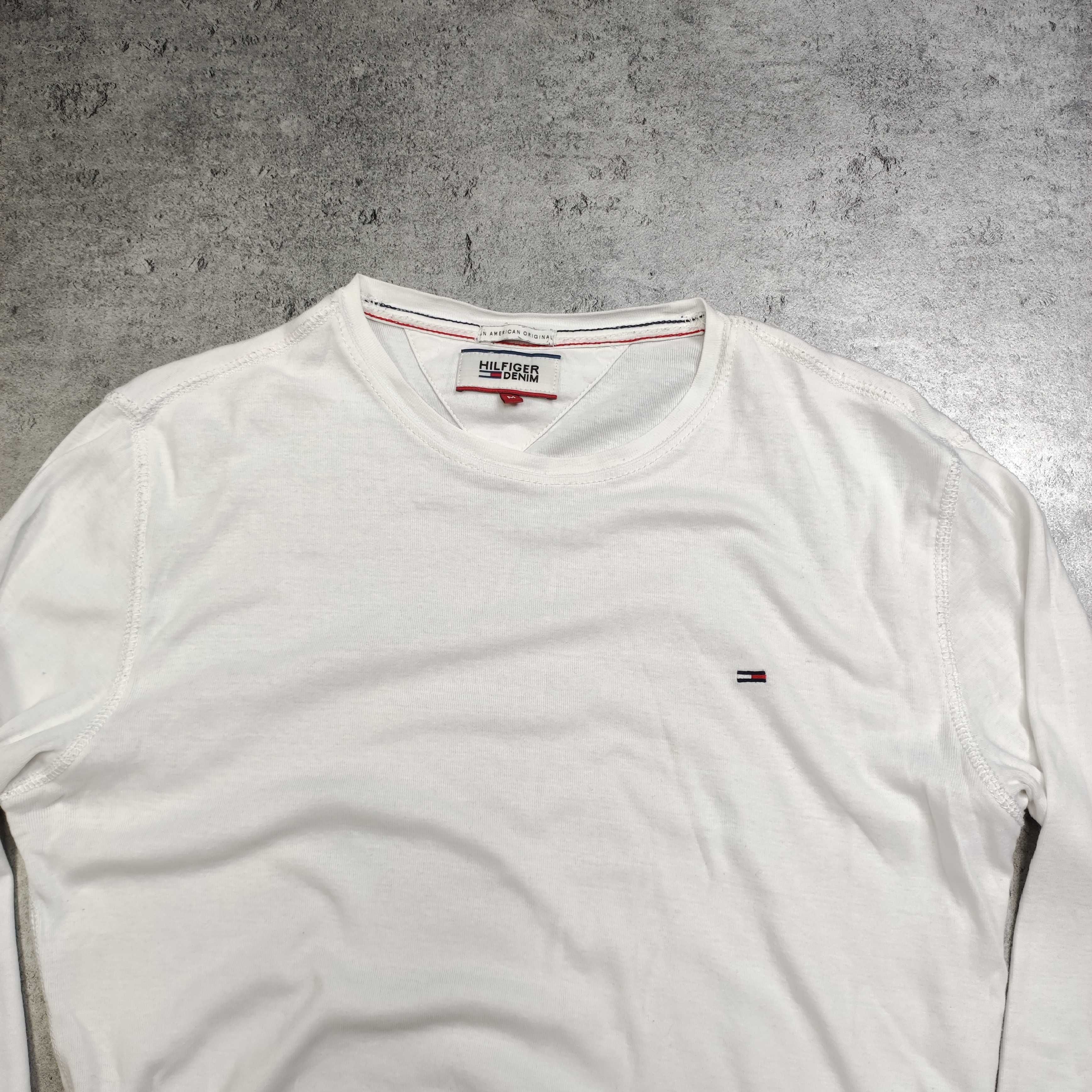 MĘSKA Koszulka PREMIUM Długi Rękaw Bluzka Biała Tommy Hilfiger Denim