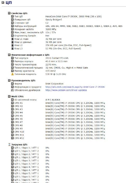 Процессор, ЦП, CPU Intel Core i7 3930K (LGA 2011, X79)