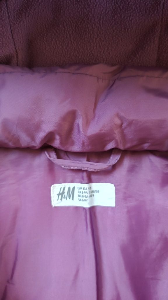 Kurtka zimowa ocieplana puffer H&M 134 fioletowy