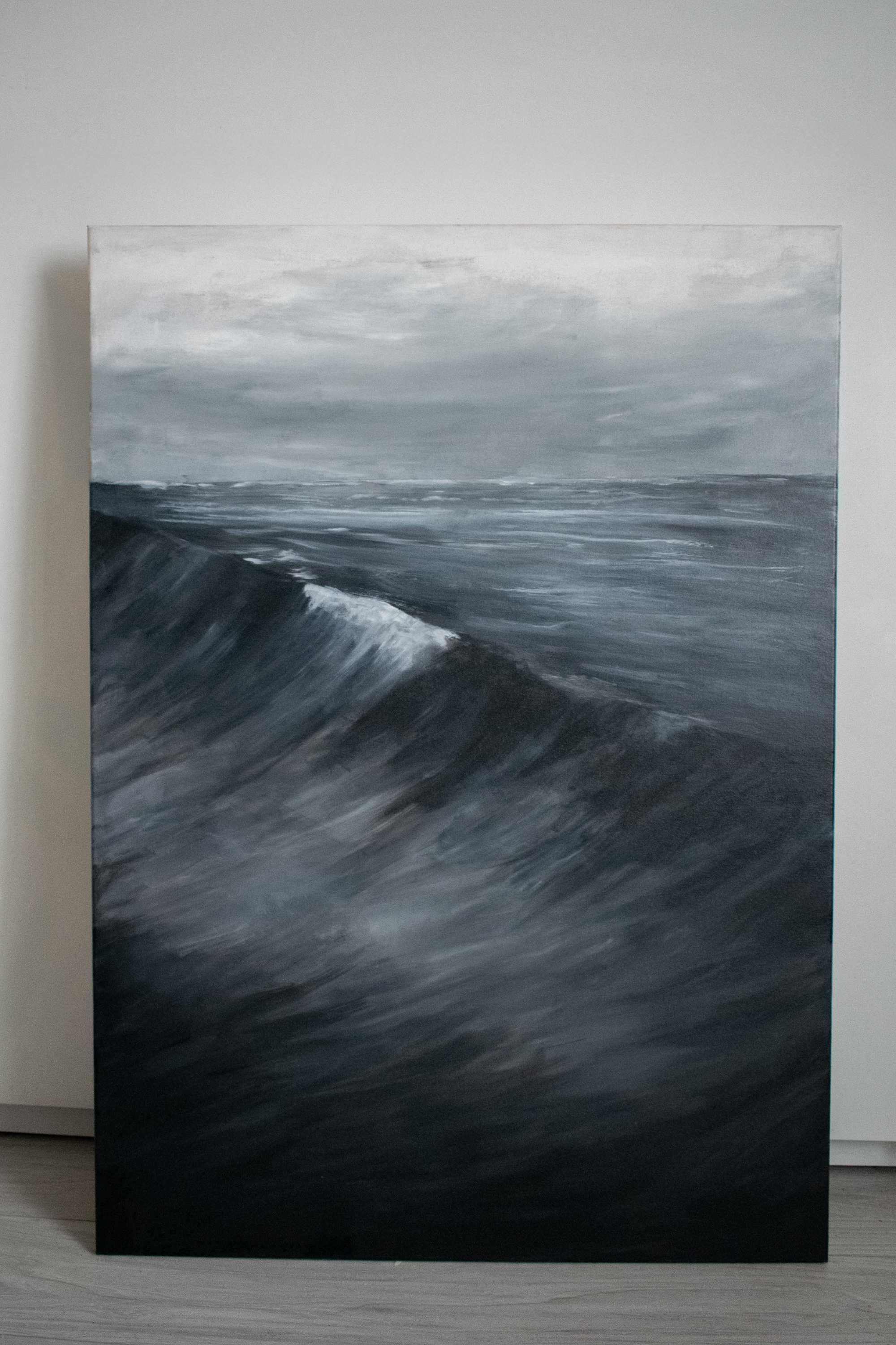 Obraz akrylowy czarno-biały morze ocean 70x100 cm