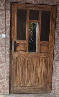 Drzwi zewnętrzne Dębowe drewniane przeszklone szkło weneckie 90x200