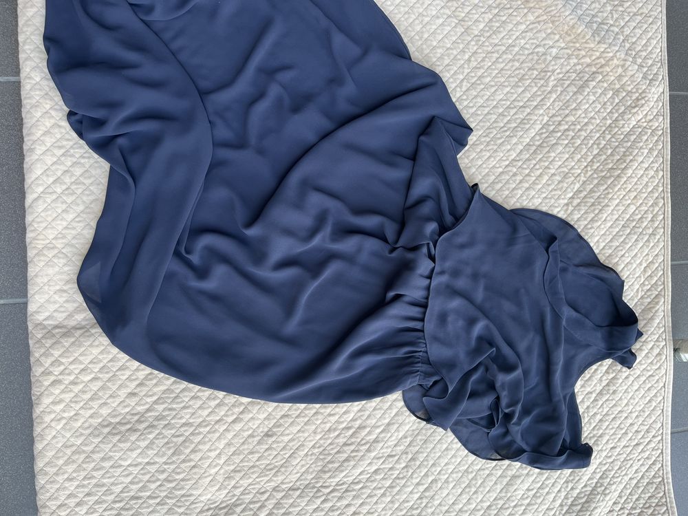 granatowa długa lekka sukienka, rozm 36, H&M, na lato idealna