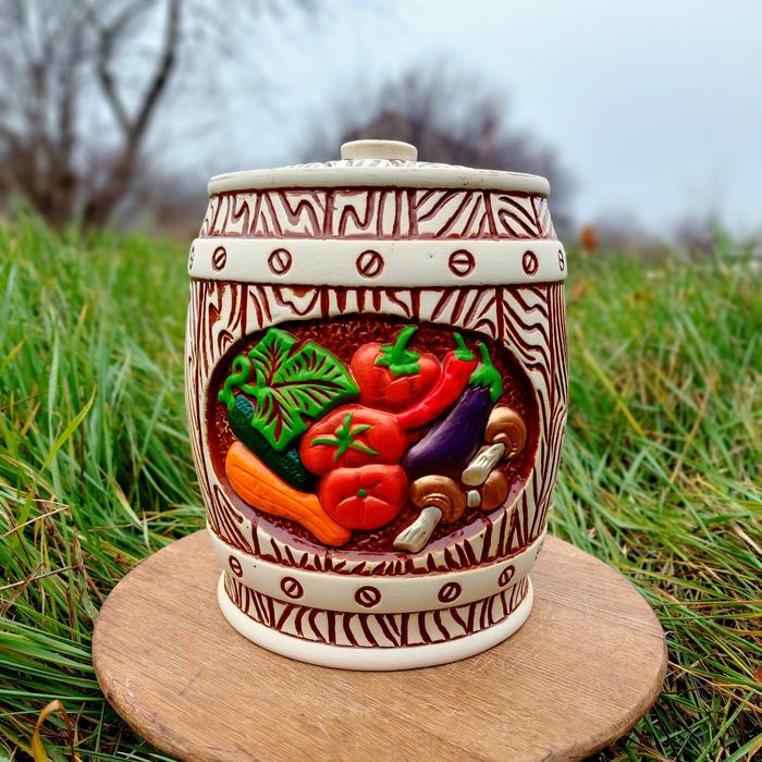 Бочка для соления, квашения, сыпучих, керамика, бочонок, емкость