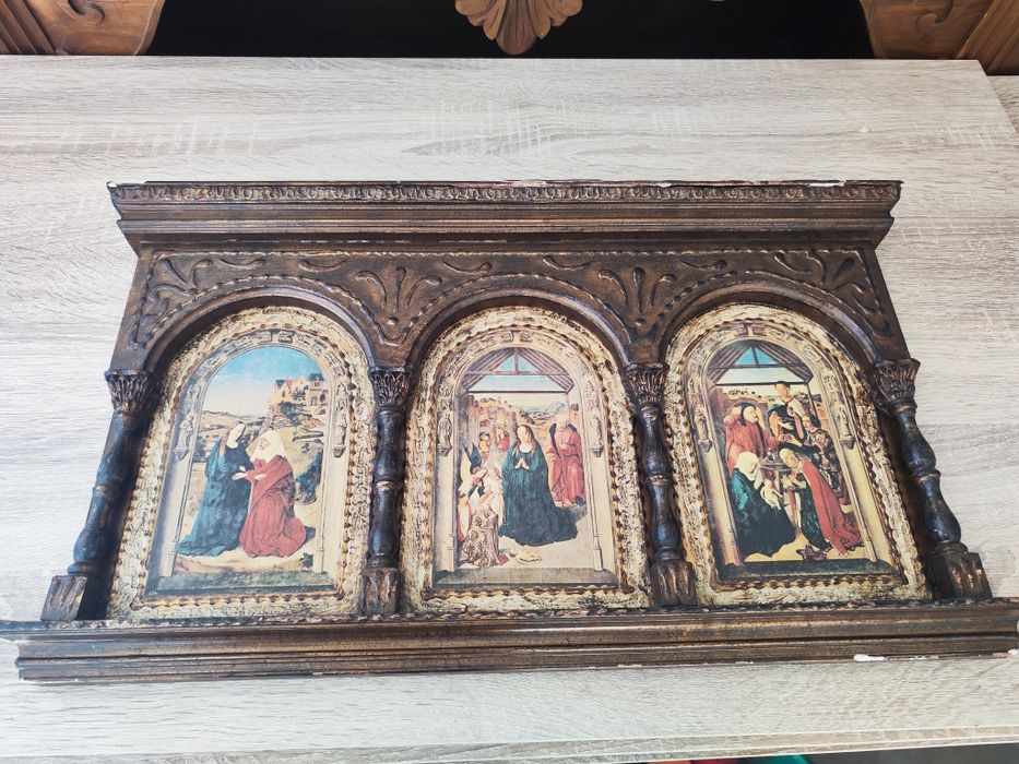 Moldura antiga vida Virgem Maria