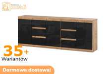 Komoda Best Agnes 200cm Darmowa Dostawa Dąb Wotan Czarny połysk Tania
