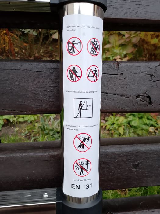 Drabina teleskopowa 3,8 m stal nierdzewna