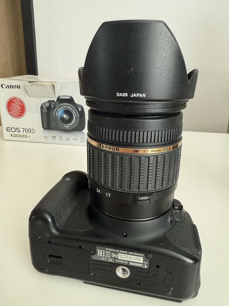 Aparat Canon 700D + 2x bat. +Obiektyw Tamron AF 17-50mm F/2.8