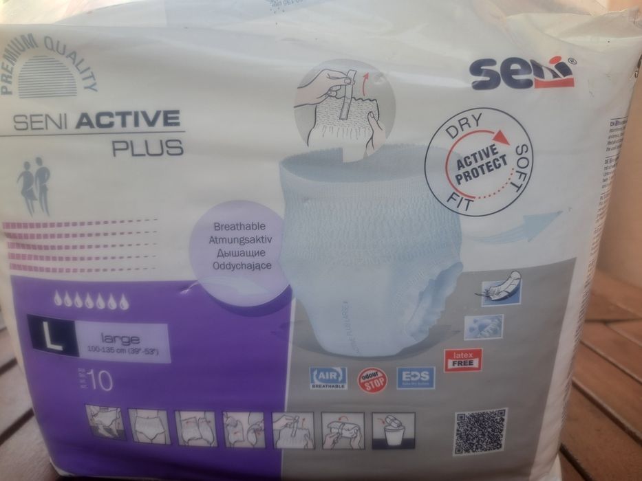 Pieluchomajtki seni rozmiar L   10 szt w paczce.