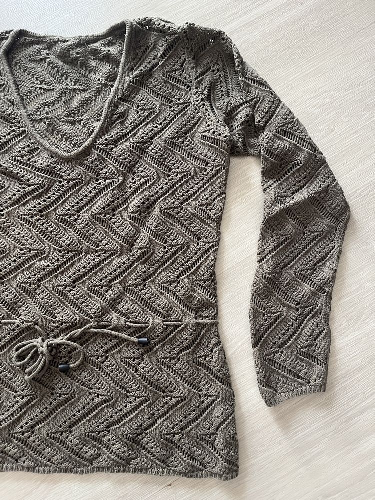Ażurowy sweterek khaki