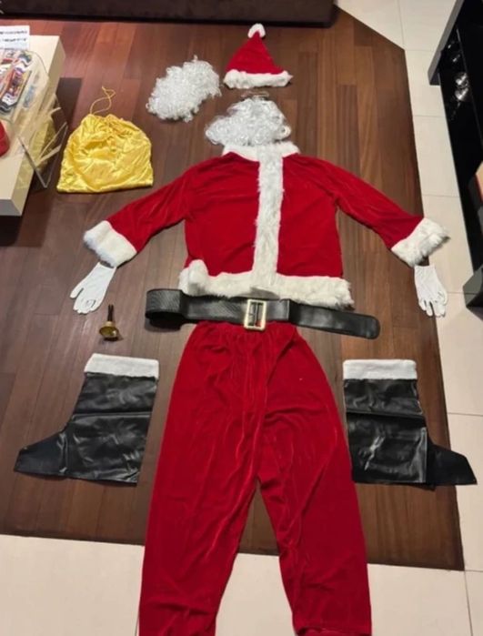 Mikołajki Kostium Strój Świętego Mikołaja – Komplet 13 El Miękki Welur