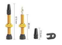 2szt wentyle PRESTA tubeless, 40mm lub 60mm lub 64mm, złote