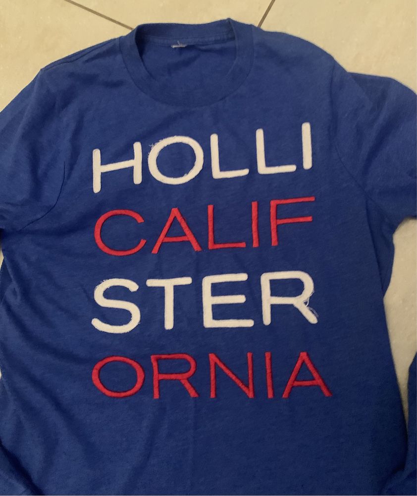 Hollister męska koszulka longsleeve niebieska r. M/L , bawełna, logowa