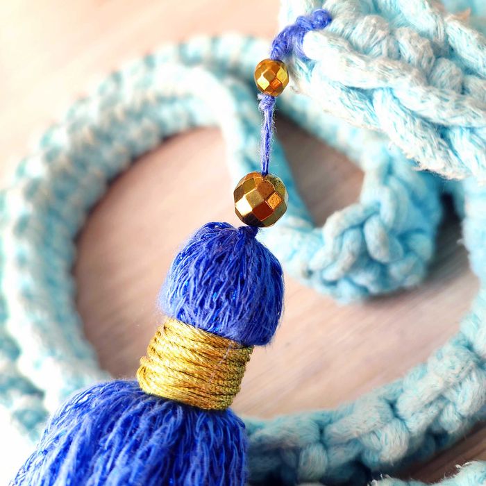 Niebieska torebka listonoszka bawełniana handmade