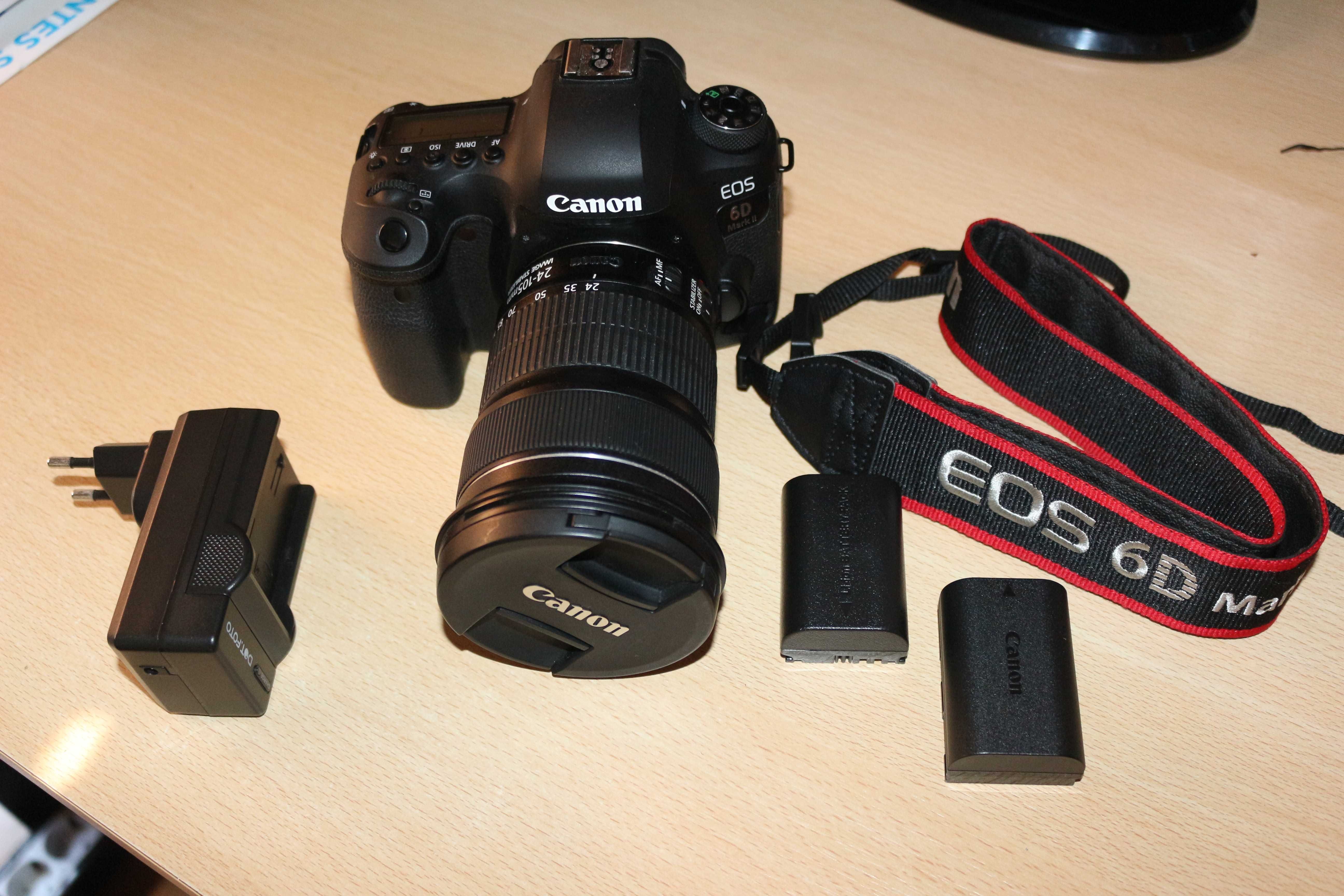 Canon 6D Mark II + 24-105 IS SMT + 2 Baterias + Carregador.