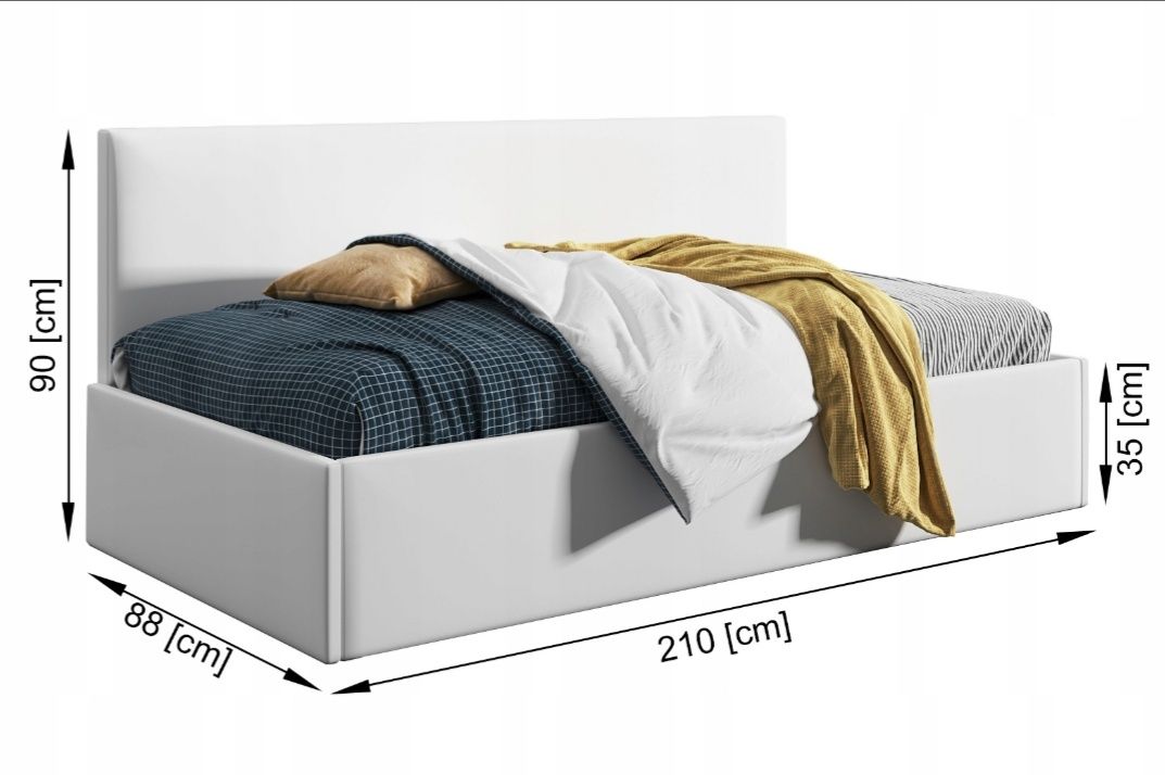 Łóżko tapicerowane z pojemnikiem na pościel