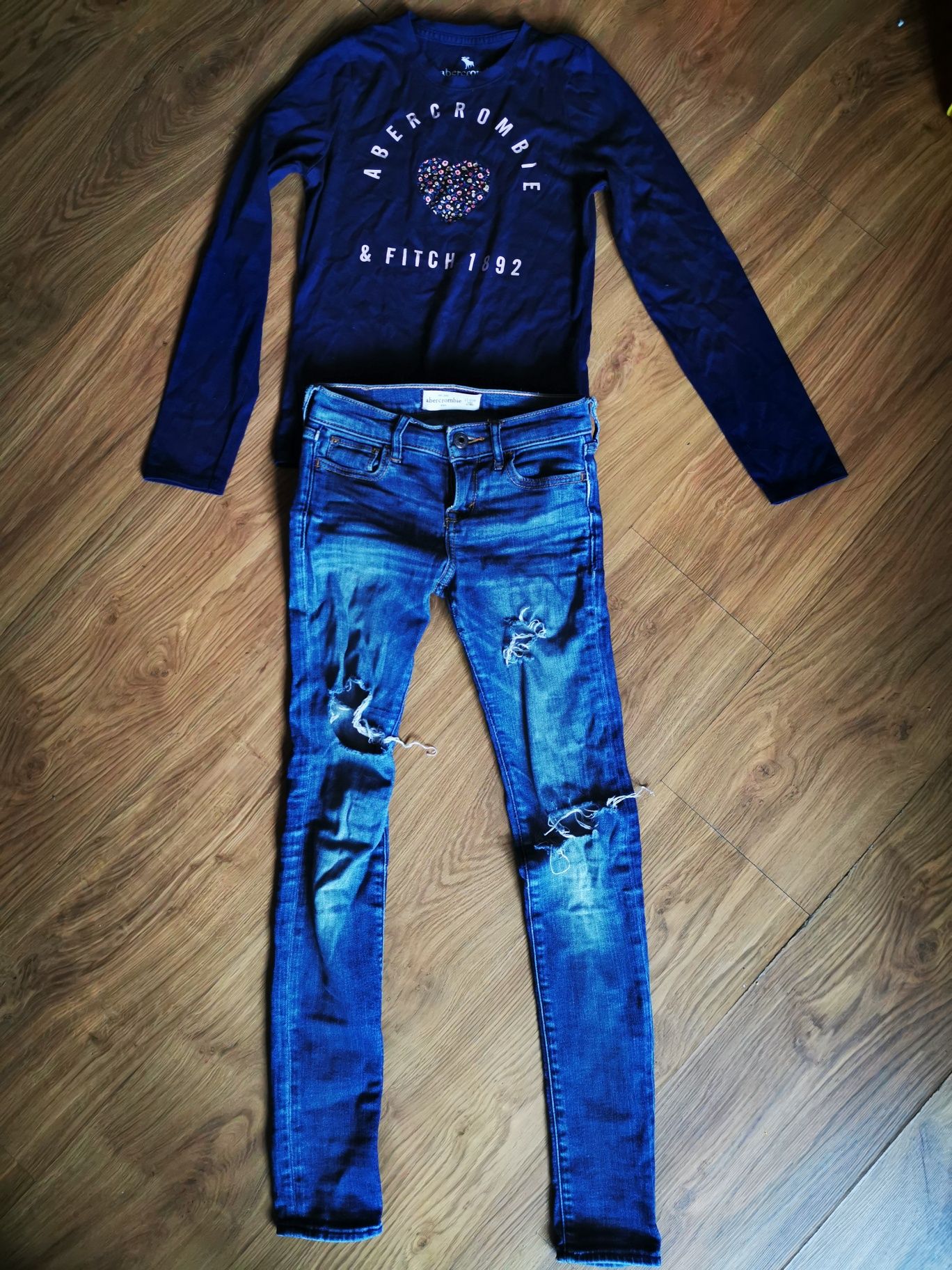 Abercrombie jeans zestaw na szczupłą dziewczynkę 9-10 lat