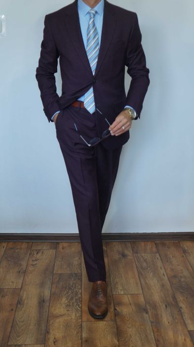 Garnitur H&M Rozmiar 48 175/104/84 Kolor Fiolet Głęboki Skinny Fit