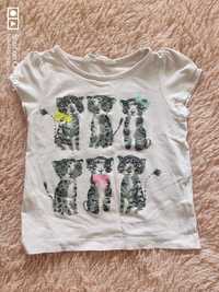 Bluzka H&M 92 pieski dziewczynka t-shirt