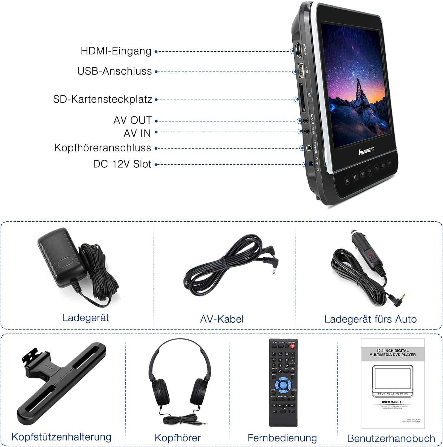 Планшет Naviskauto dvd player 10.1 HDMI монітор в підголовник SD USB