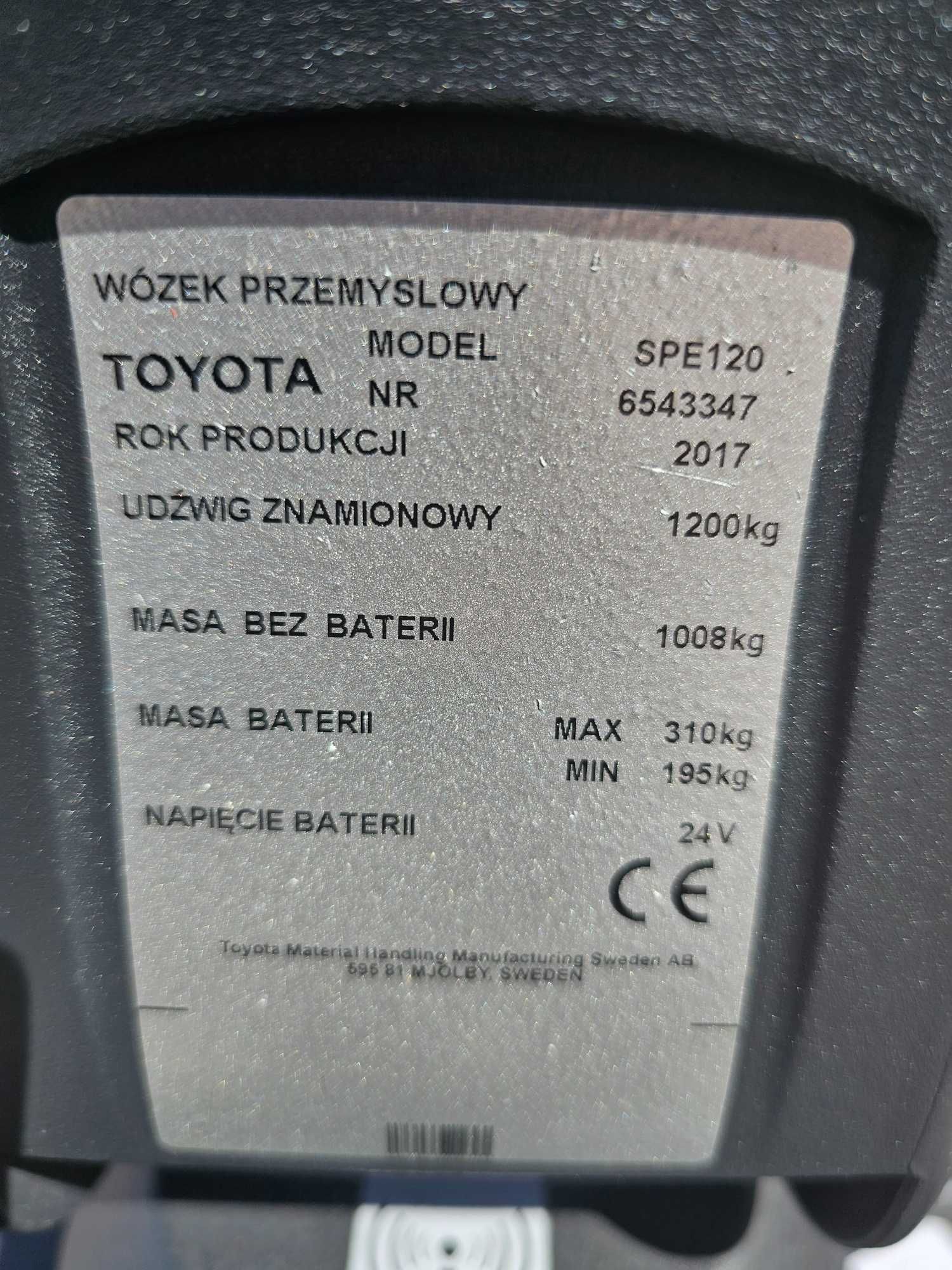Wózek widłowy paleciak elektryczny Staker Toyota SPE120 UDT 2017 ładny