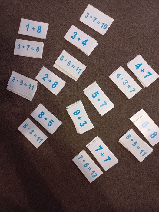 Матиматика додавання в межах 20. Двохсторонні карточки.81 шт