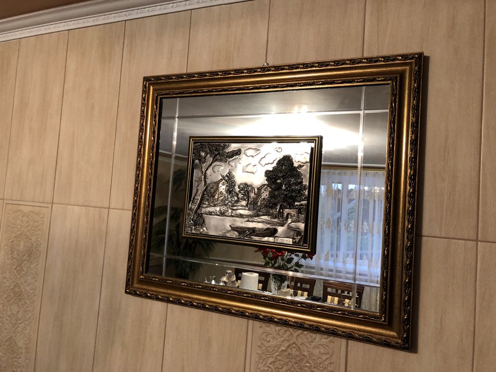 Картина з сріблом дзеркало в рамці декор Терміново!