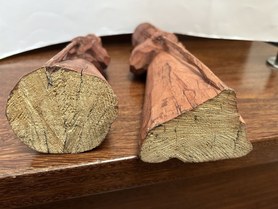 2 drewniane rzeźby ludowe z okresu PRL