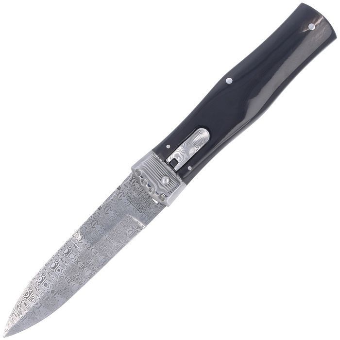 Nóż sprężynowy Mikov Predator Panther Buffalo Horn, Damascus PMC27 (24