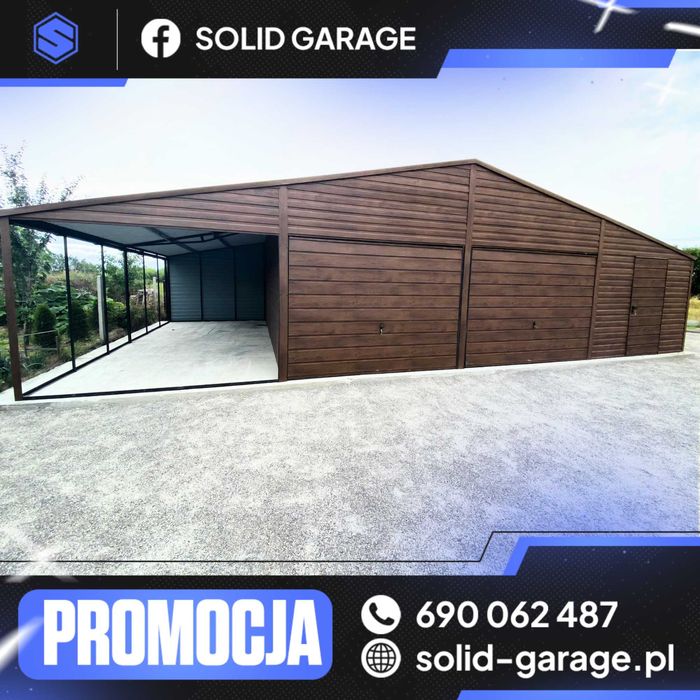 Garaż drewnopodobny blaszany 12x6m garaz hala wiata (13x5 14x8 15x10)