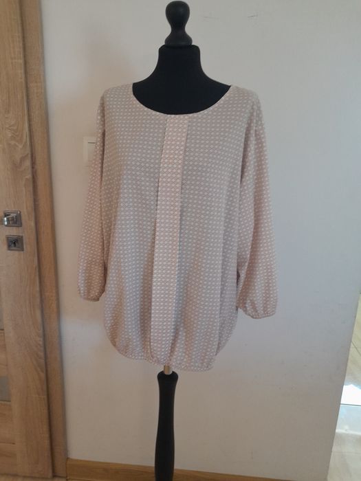 Koszula XXXL 46 Kremowa w pudrowe wzorki XXXL 46