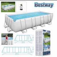 Bestway Piscina Retangular com 488 x 244 x H 122 cm Bomba Escada e Fil