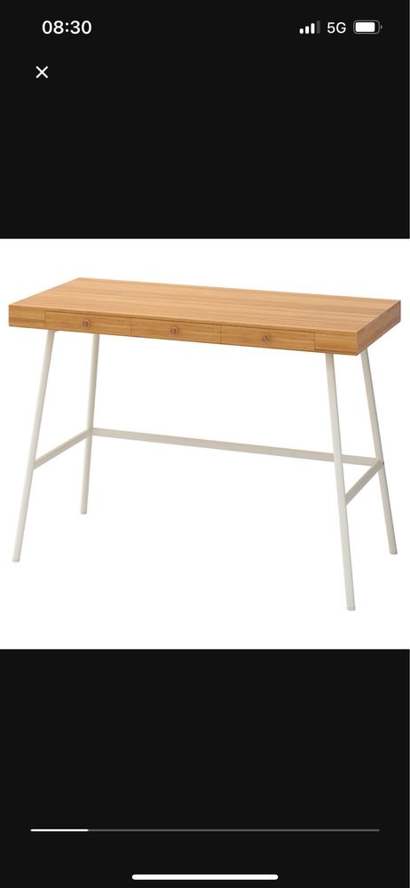 Biurko, stół bambus z szufladami loft, nowoczesne IKEA LILLASEN NOWE