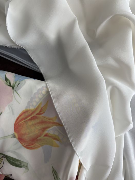 Відріз тканини 100% натуральний шовк креп молочного кольору