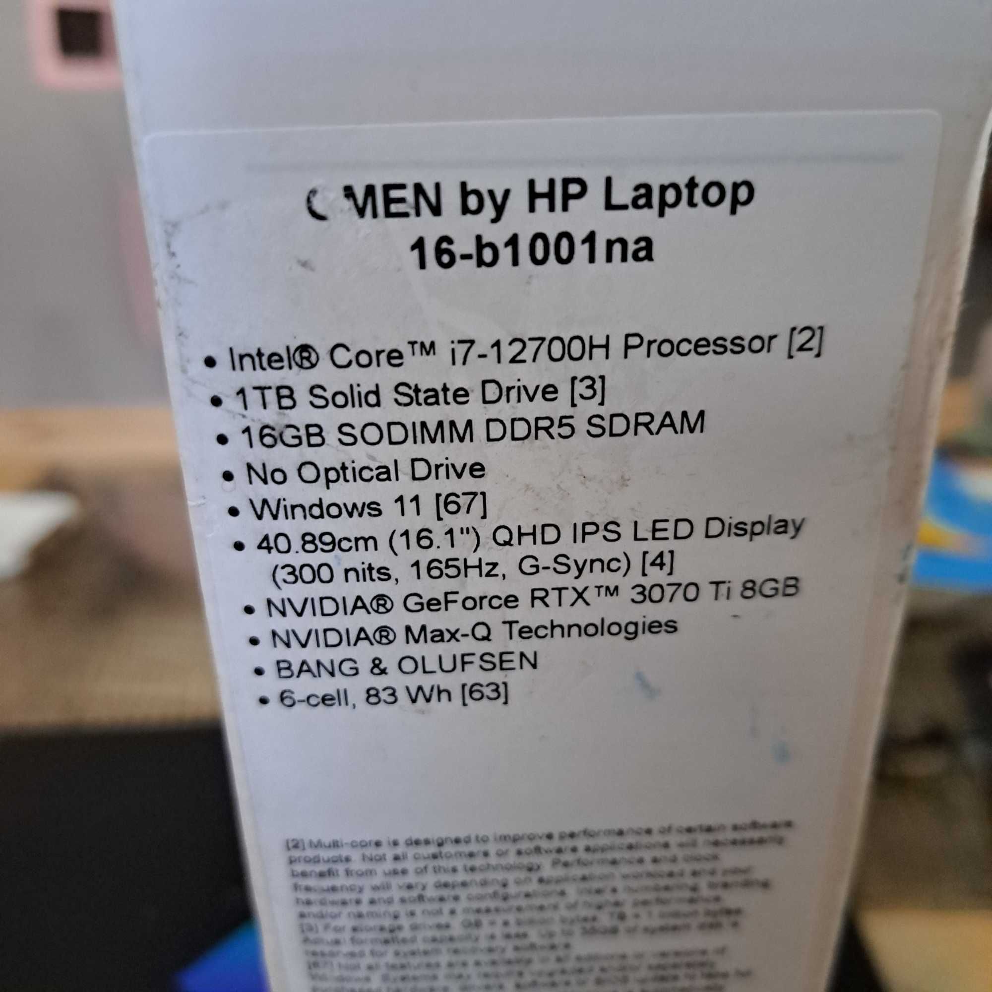 Laptop Omen i7 12700h  rtx 3070ti