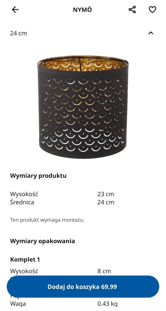 2 abażury Ikea Nymo do lamp stołowych