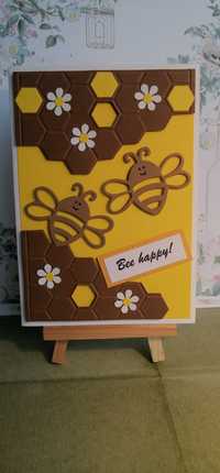 kartka urodzinowa pszczoły i miód żartobliwa: bee happy! 3D