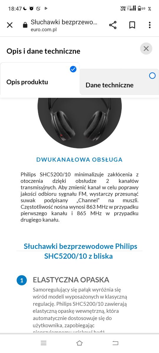 Słuchawki nauszne Philips shc 5200 nowe