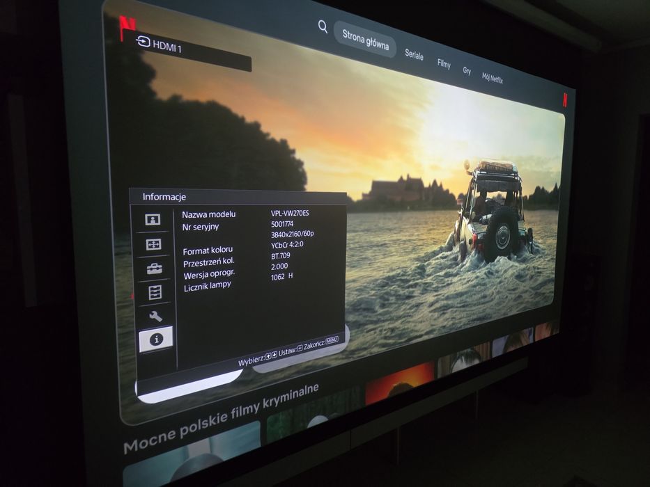 Projektor Sony 4k SXRD VPL-VW270ES 1065h HDR Tuning po kalibracji