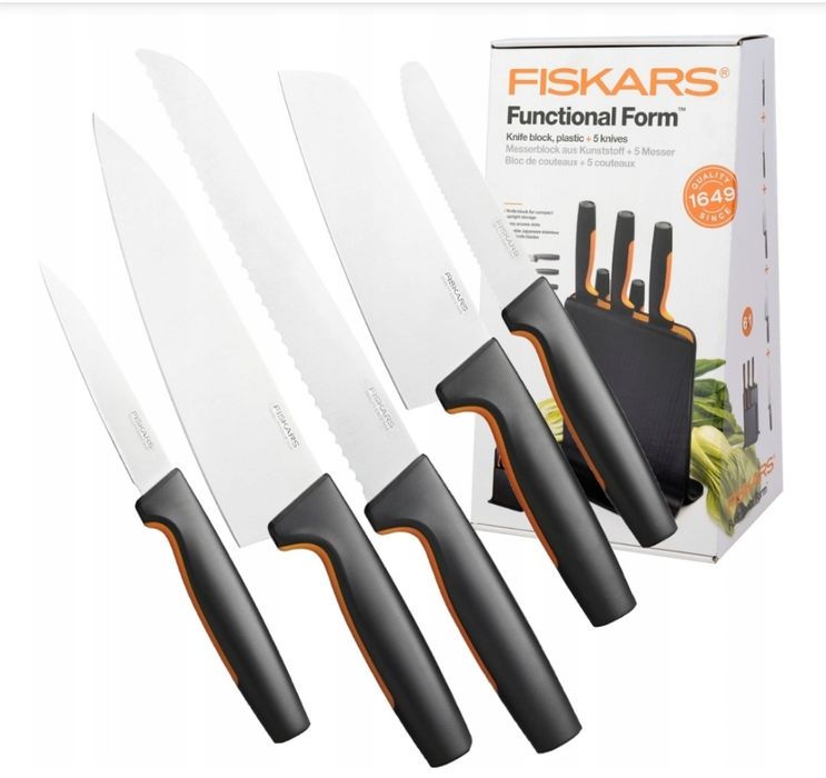 Набір 5 кухонних ножів у блоці Fiskars Functional Form