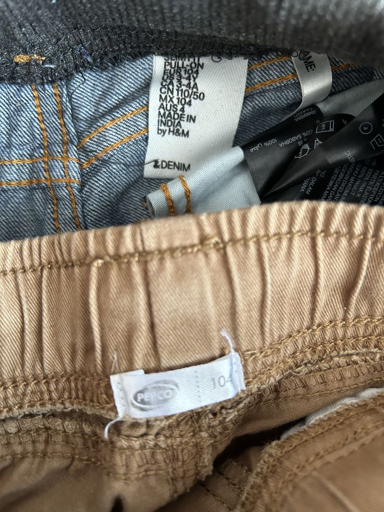 Spodnie chłopięce zestaw H&M 104 joggery jeansy