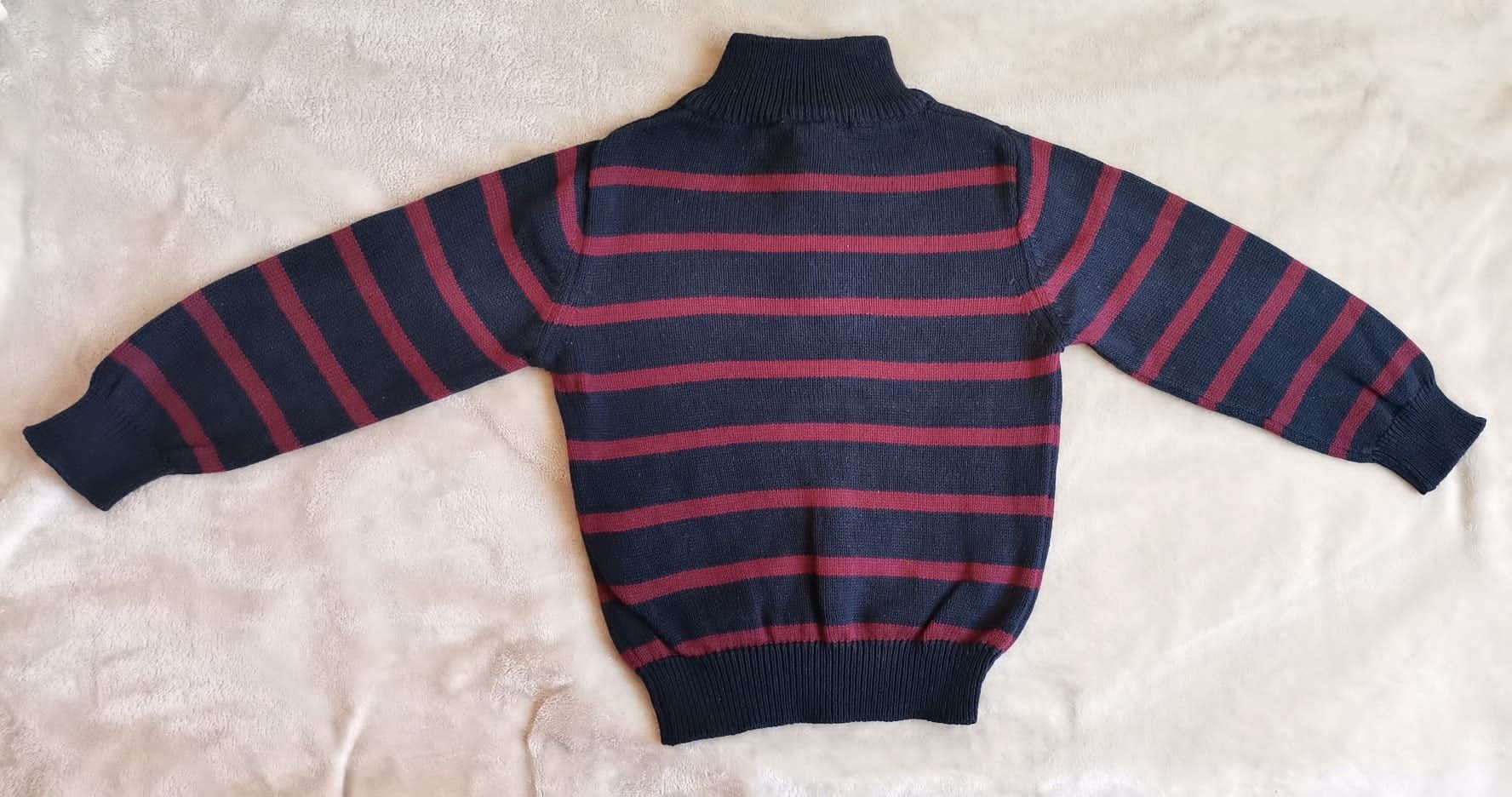 Chłopięcy sweter sweterek w paski bordo granat Cool Club Smyk 104