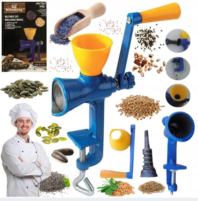 Żeliwa maszynka do mielenia maku nowa z metką