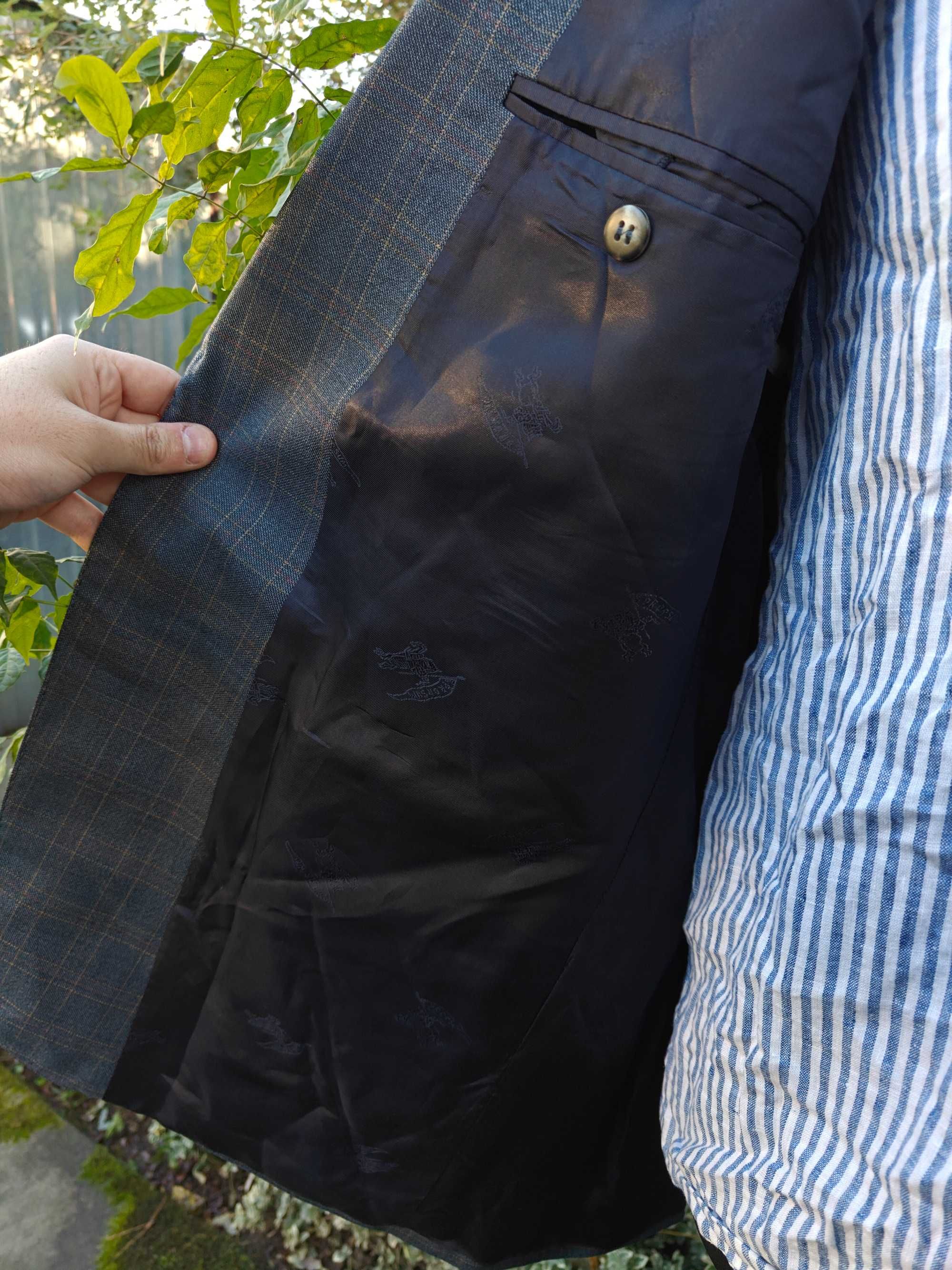 Burberry wełniana marynarka męska w kratkę 54 XL