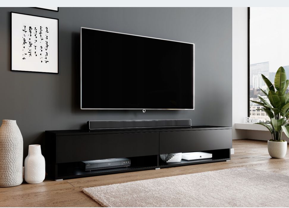 Szafka półka rtv pod telewizor wisząca stojąca czarny mat solidna nowa