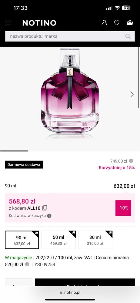 perfumy Yves Saint Lauren Paris Intesement 50ml