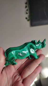 Figurka nosorożca, rzeźba  z malachitu, rękodzieło, z Afryki