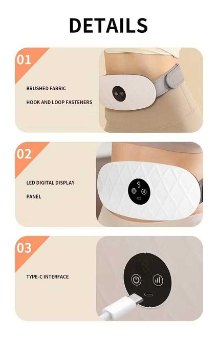 Cinto Massagem LED, 9 níveis de intensidade. Carregamento USB. Novo.