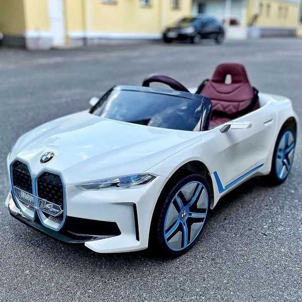 Детский электромобиль BMW i4 белый MP3, AUX ,4WD,свет,звук