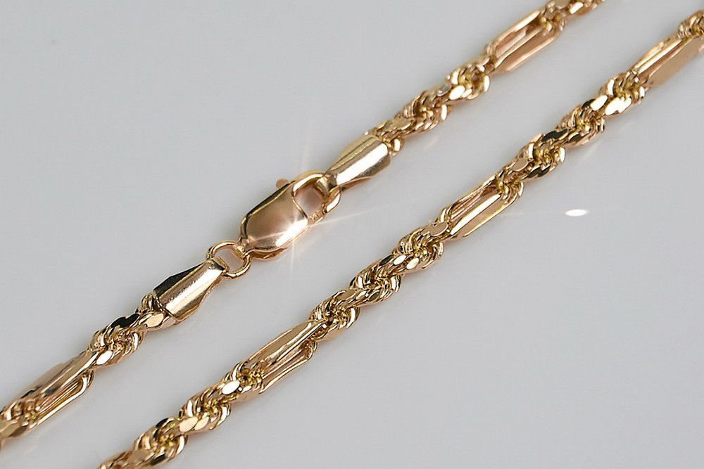 Łańcuszek z czerwonego różowego złota 14k 585 Corda-Figaro cc082r G 55
